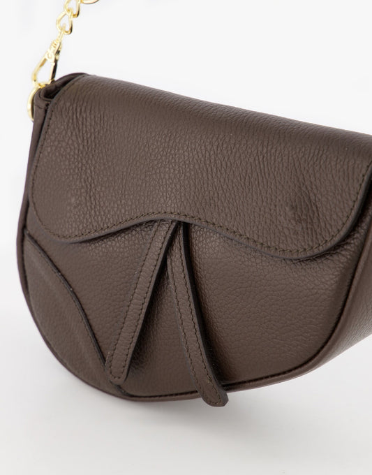 Dark Brown Leather Saddle - Bag