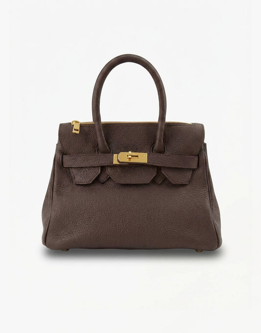 Donkerbruine Middel Gouden Details - Tas