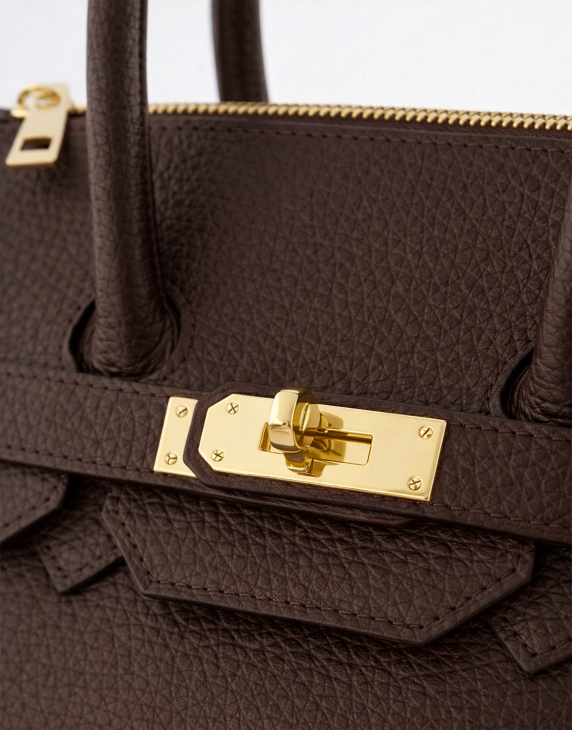 Donkerbruine Middel Gouden Details - Tas