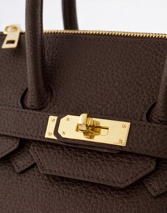 Dark Brown Medium Gold Details - Bag