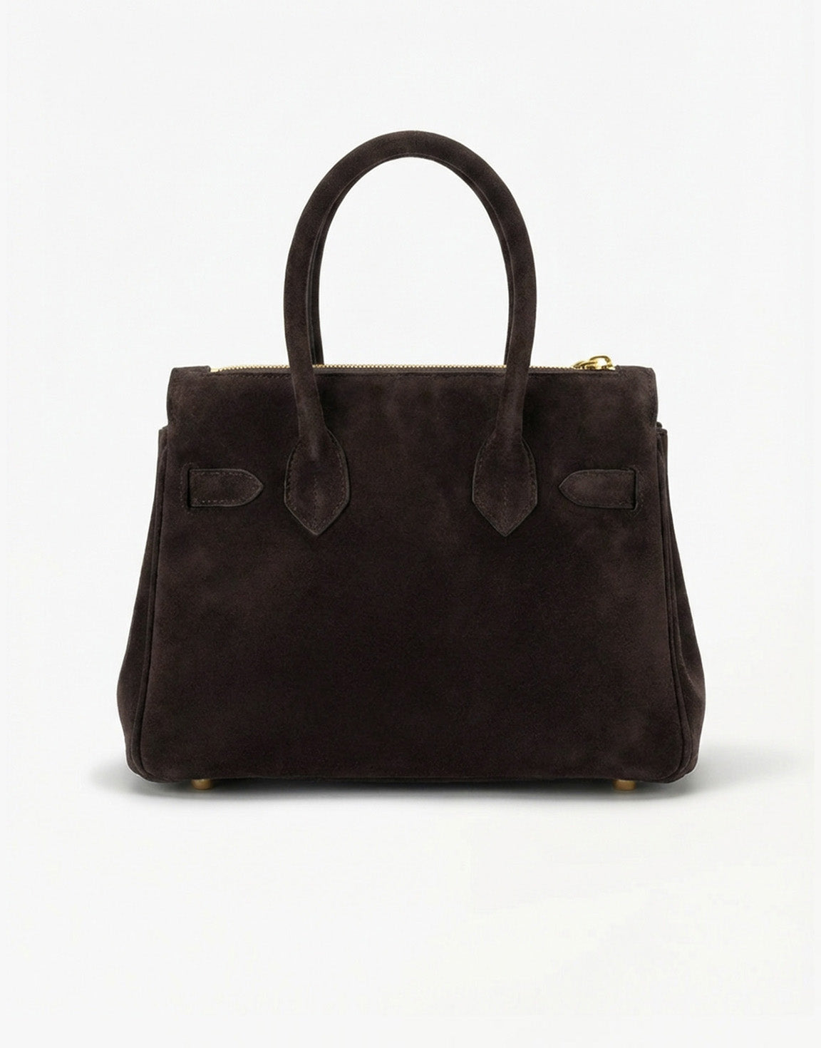 Donkerbruine Middel Suede Gouden Detail - Tas