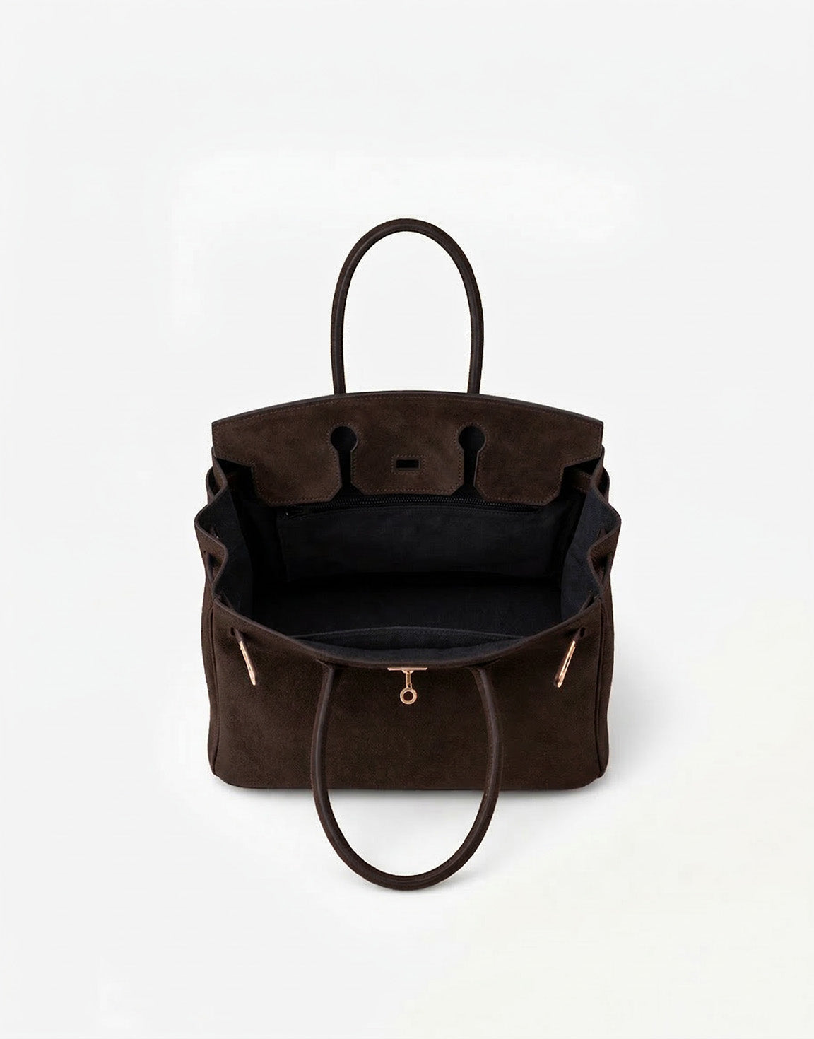 Donkerbruine Middel Suede Gouden Detail - Tas