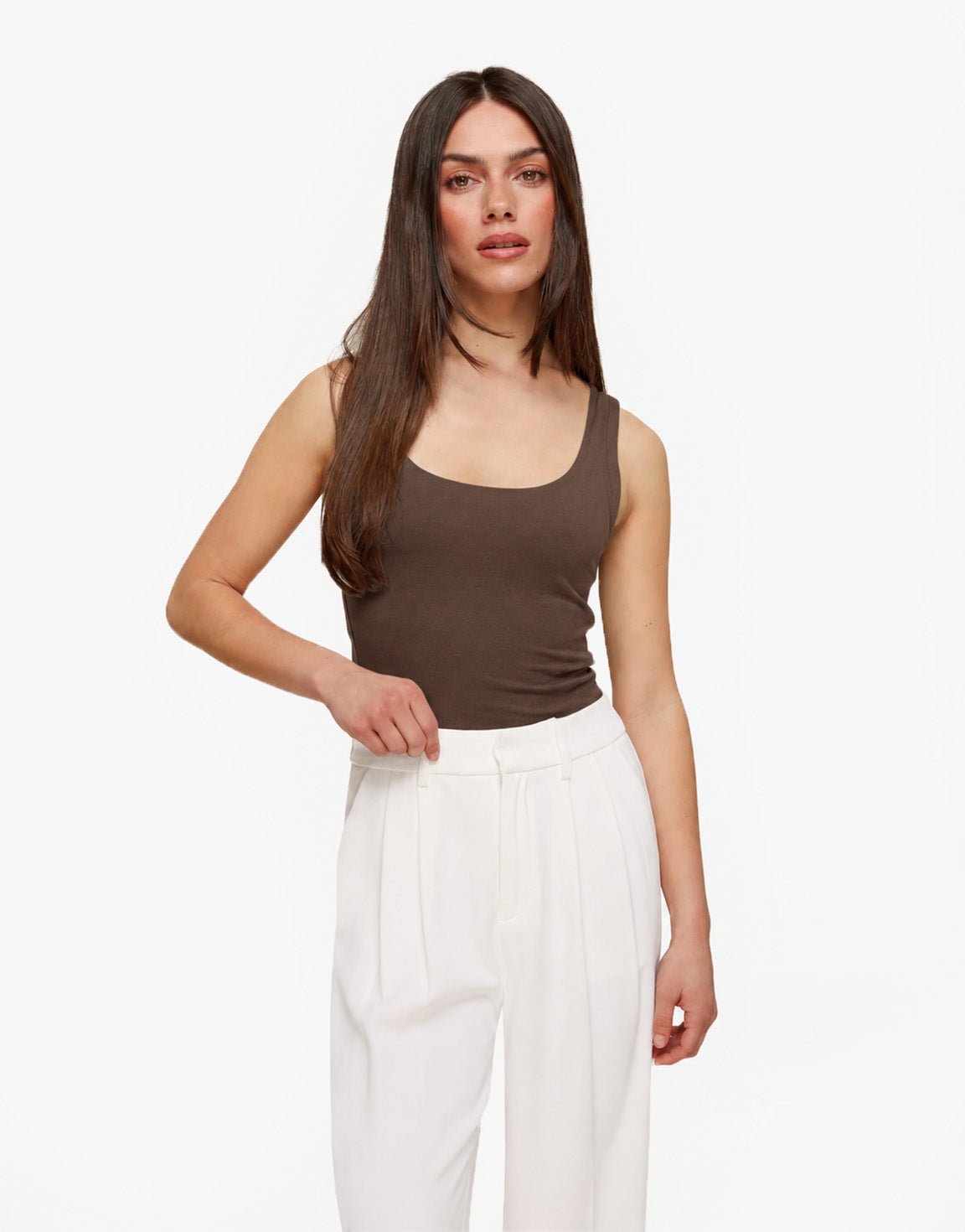 Donkerbruine Omkeerbare Mouwloze Basic - Top