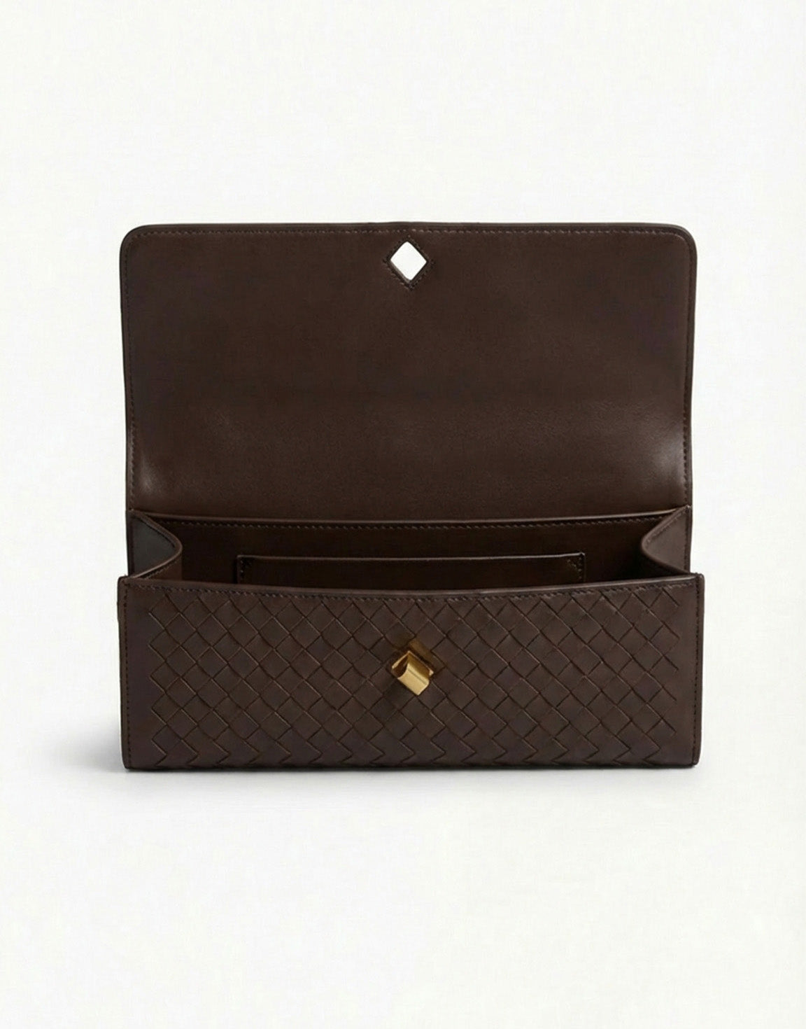 Dark Brown PU Gold Detail Clutch - Bag