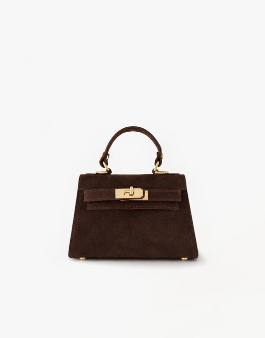 Dark Brown Suede Gold Detail - Bag