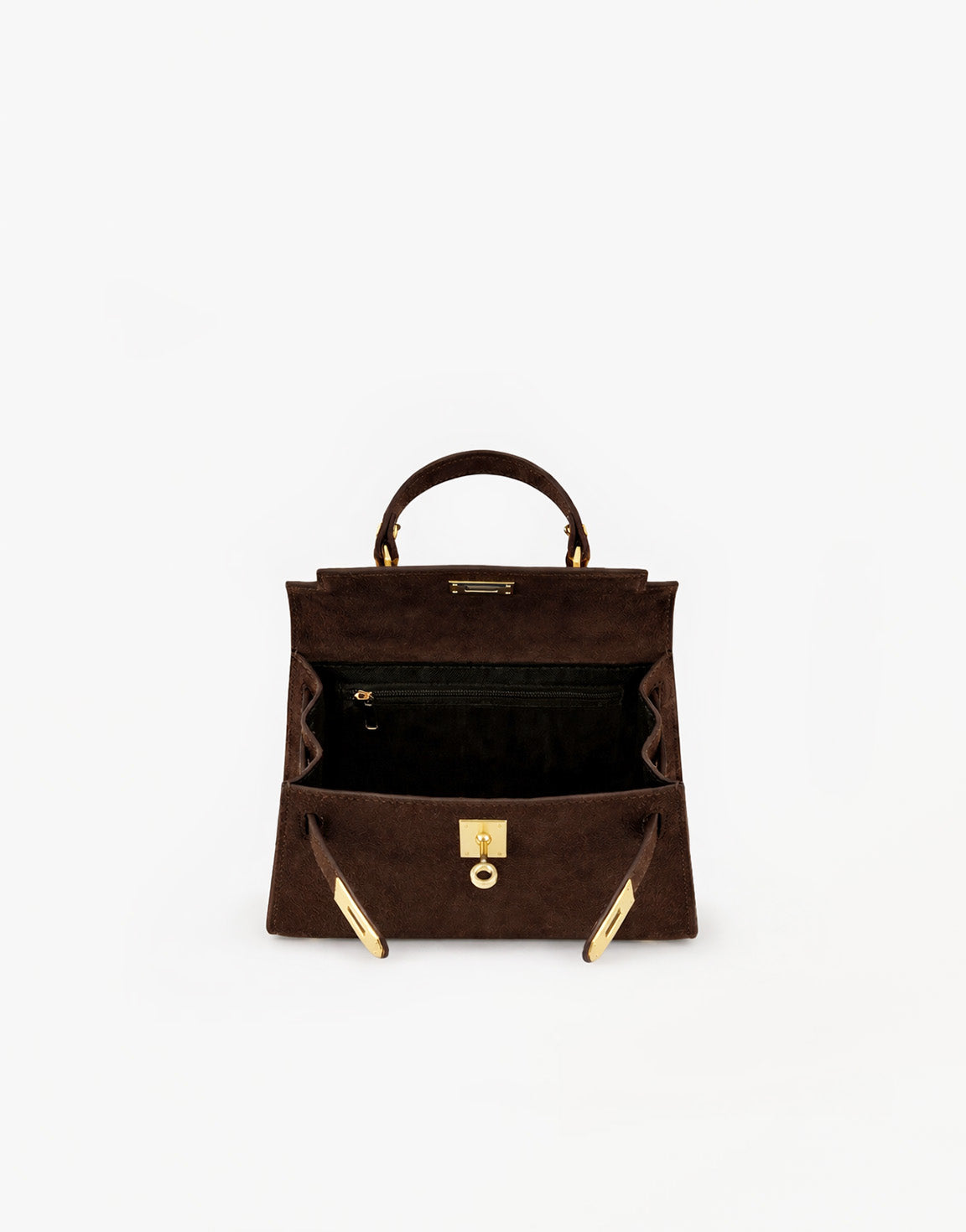 Donkerbruine Suede Gouden Detail - Tas
