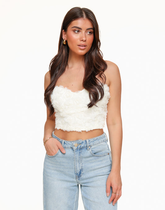 Creme Roses Strapless - Top