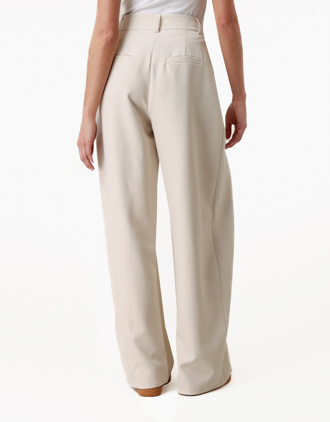 Beige Wijde Ballon Plooien - Pantalon