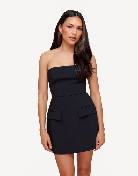 Black Strapless Flared - Dress