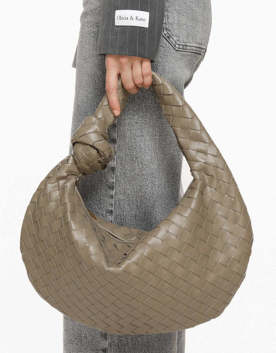 Army Green Big Wide Braided - Bag