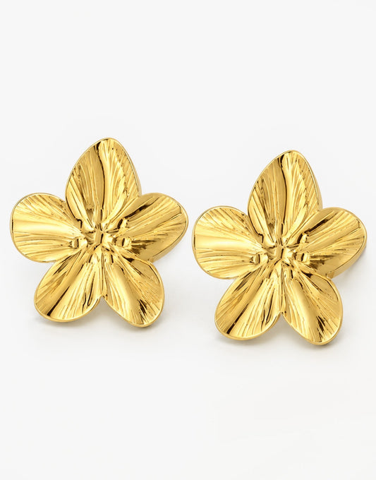 Gouden Bloemen Statement - Oorbellen