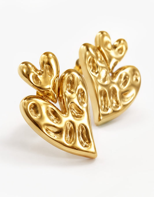 Gouden Hart Hanger Motief - Oorbellen