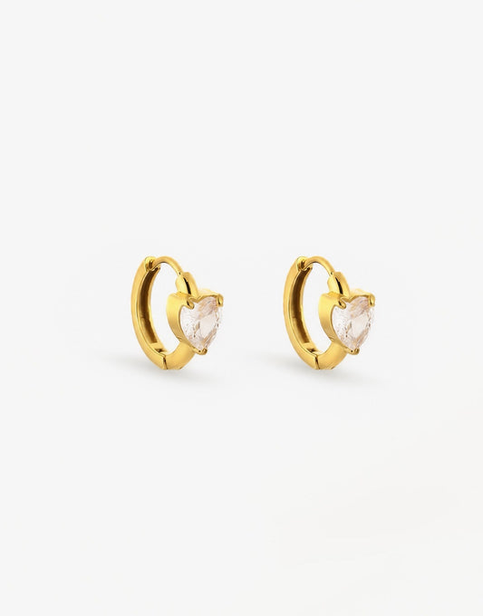 Gouden Kleine Zirkonia Hart - Oorbellen