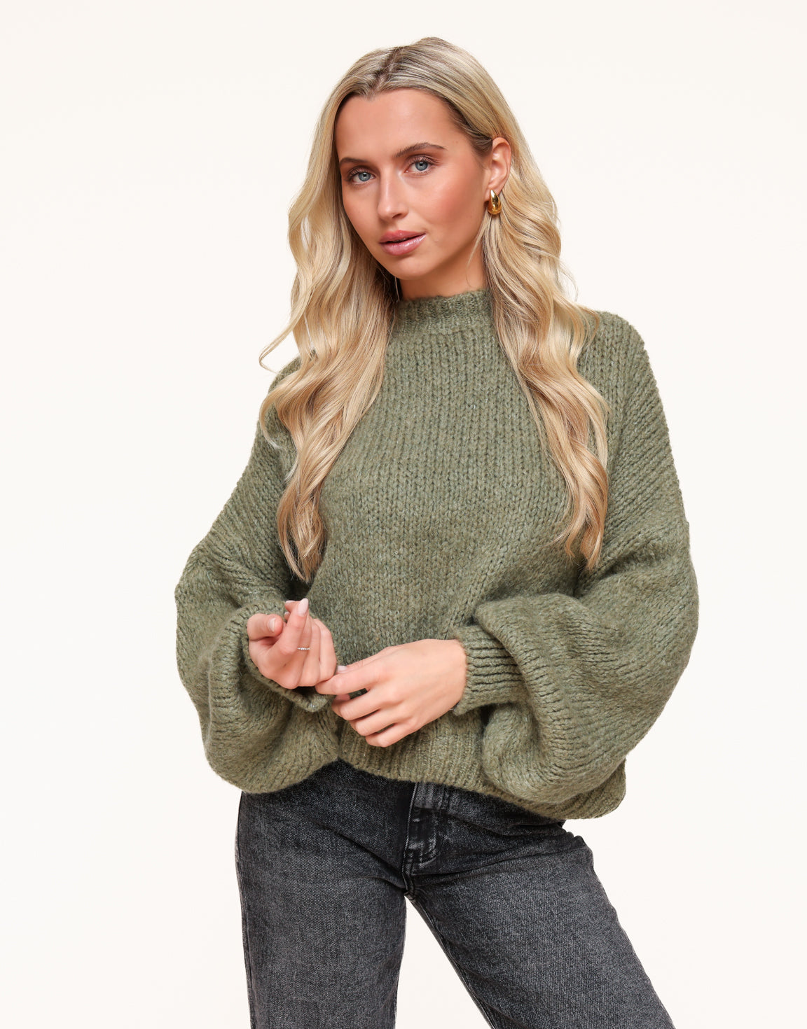 Army Green Wool Knitted - Sweater