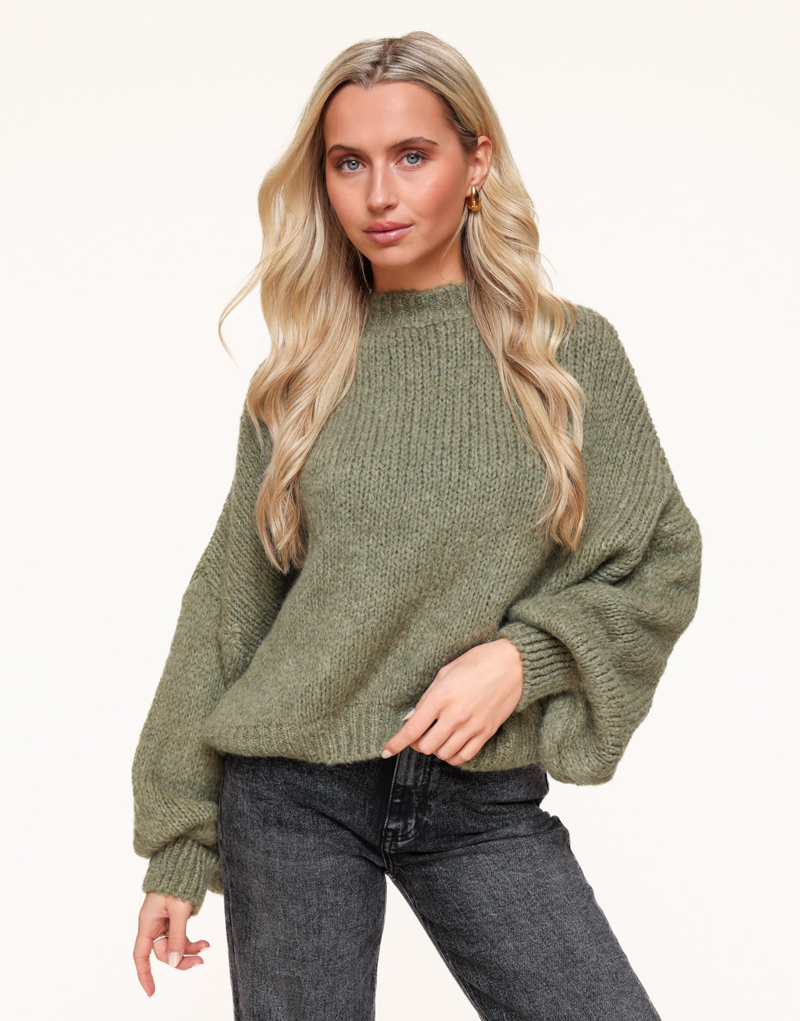 Army Green Wool Knitted - Sweater