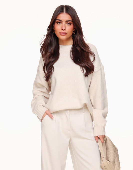 Beige Basic Knitted - Sweater