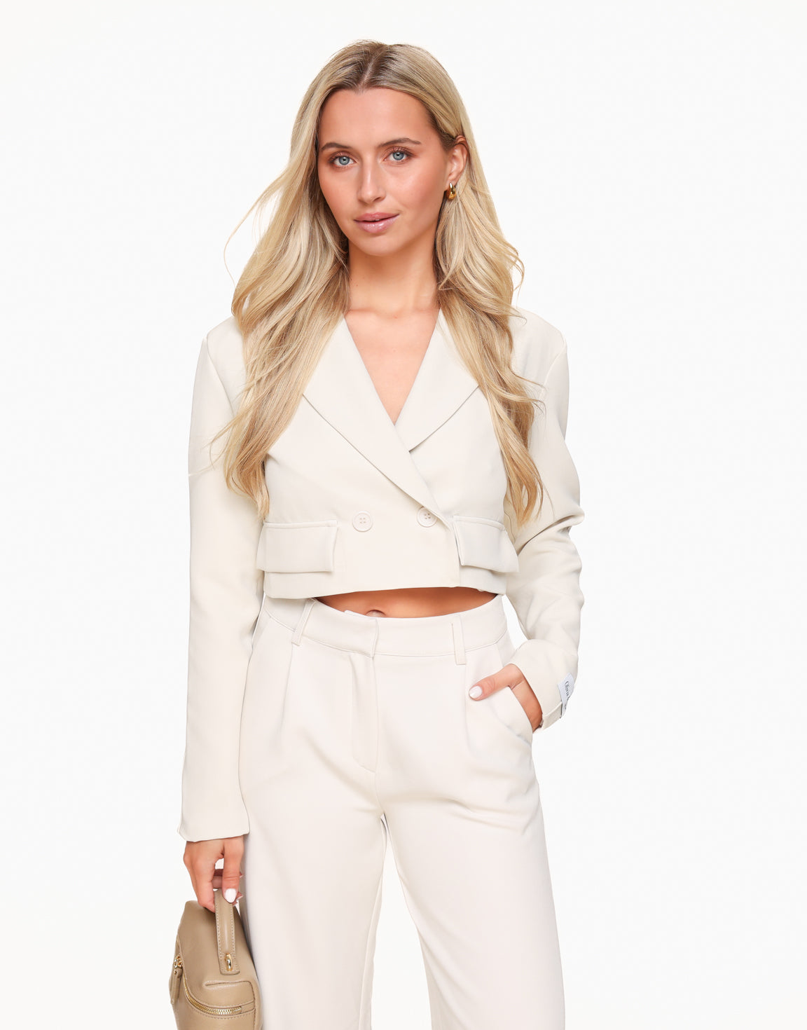 Beige Cropped LS - Blazer