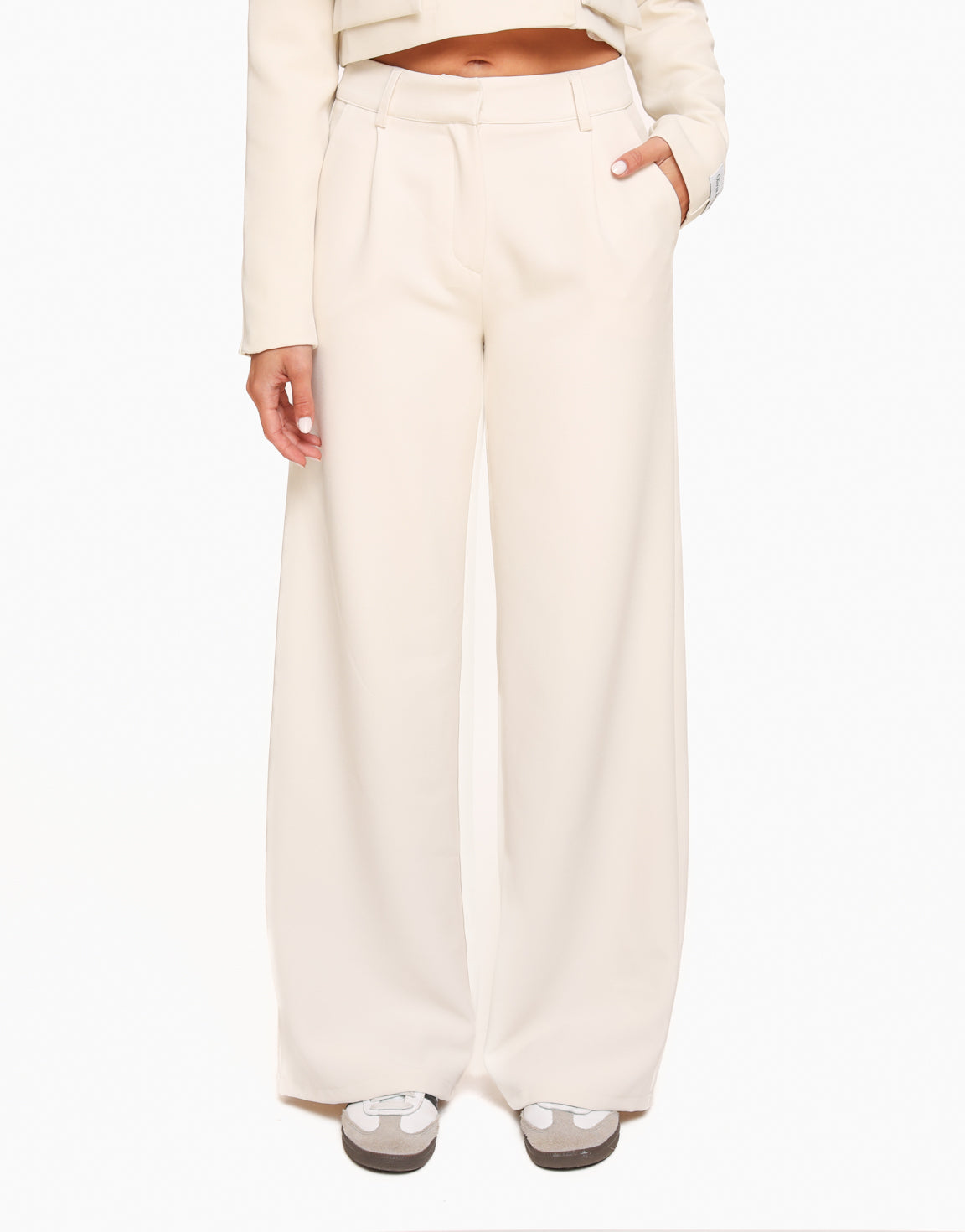 Beige F/W Edit Hoge Taille - Pantalon