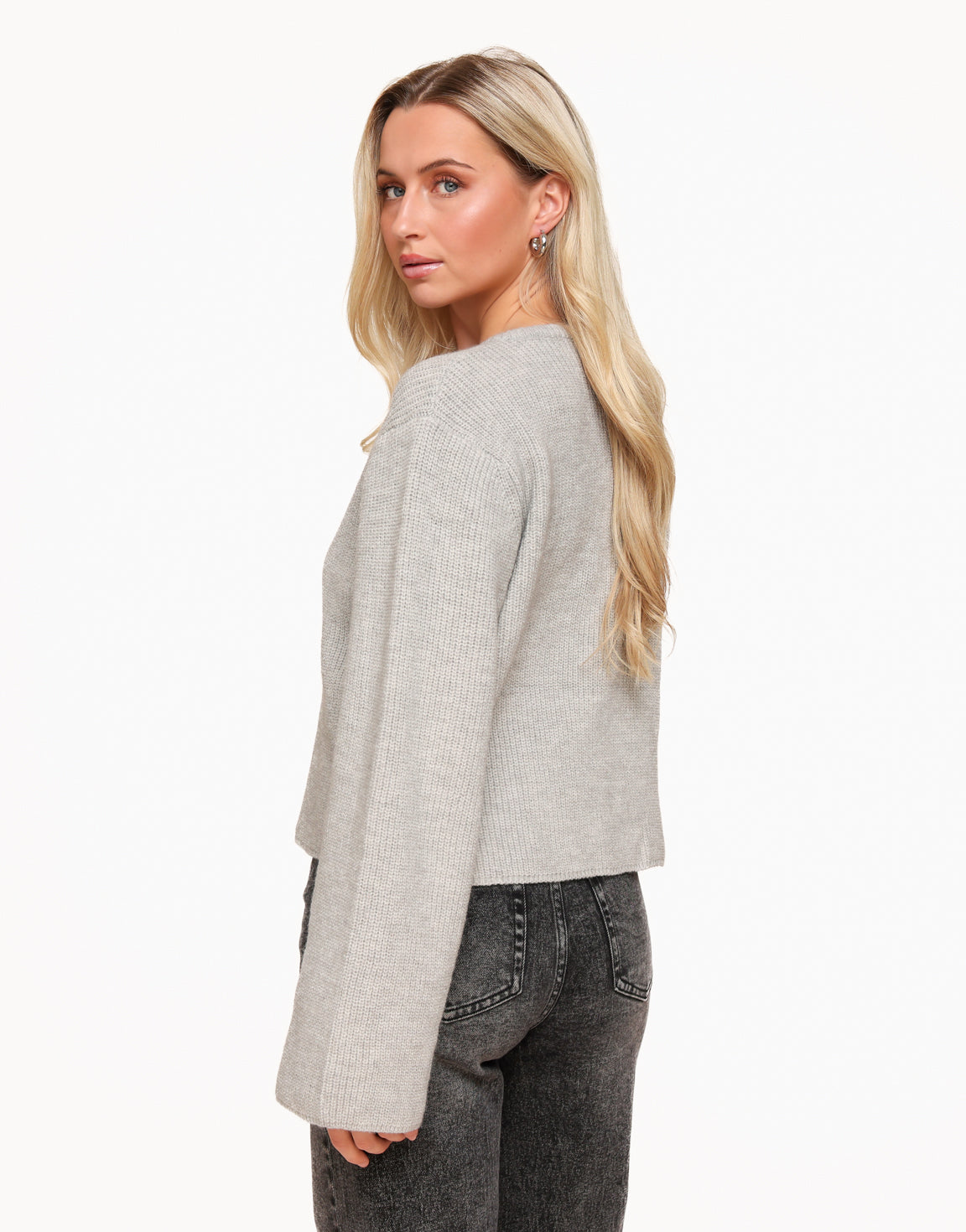 Grey Buttons LS - Cardigan