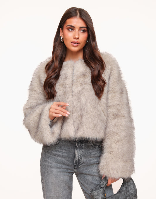 Beige Korte Fluffy - Jas