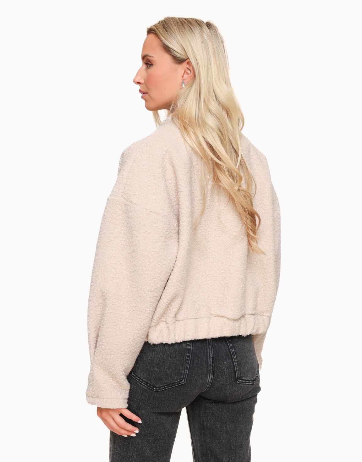 Beige Short Teddy Bomber - Jacket