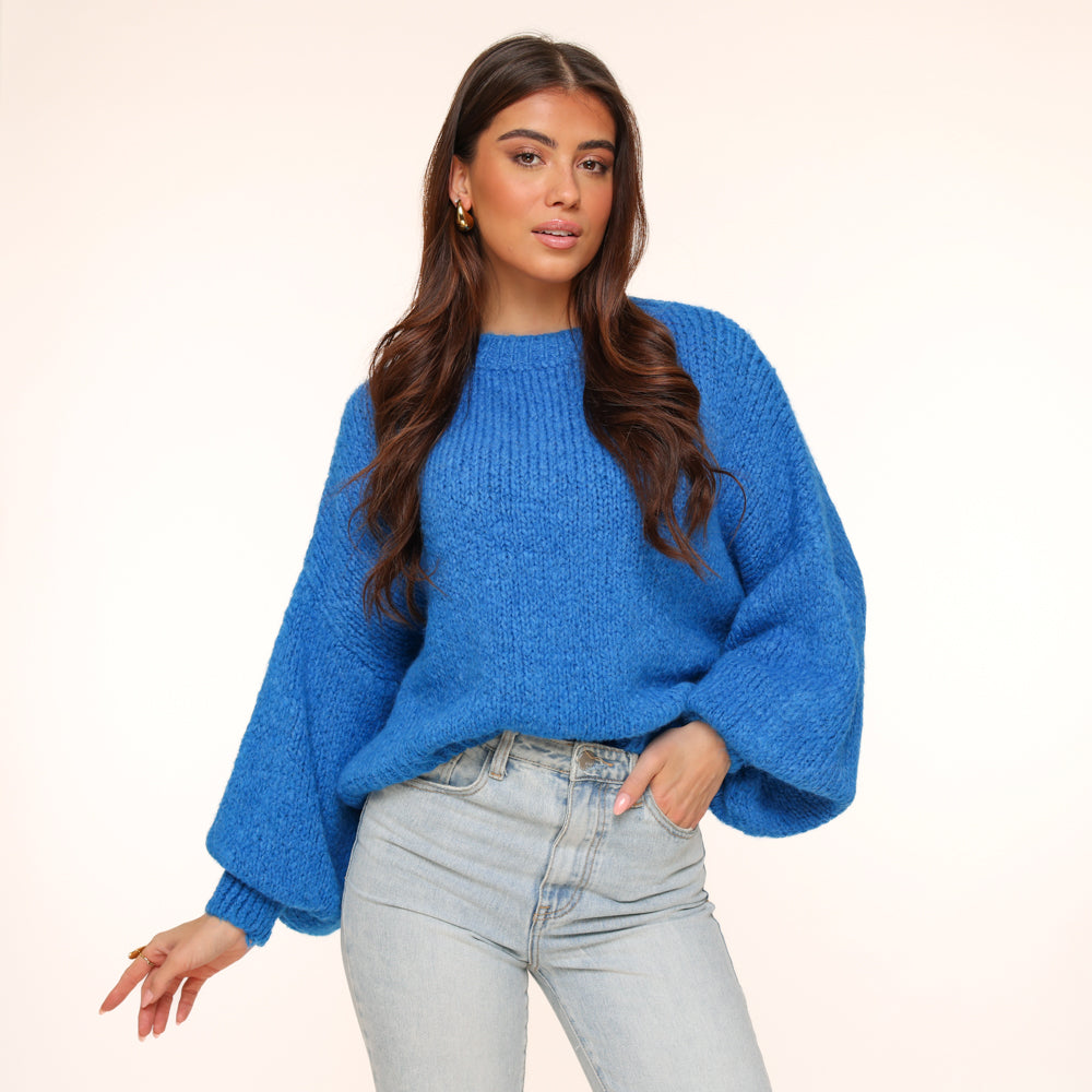 Blue Wool Knitted Sweater