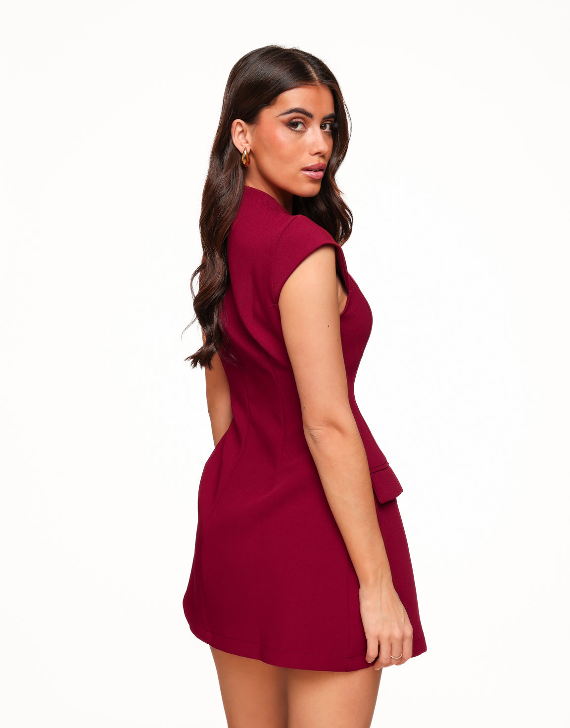 Burgundy Red Attached SS - Dress