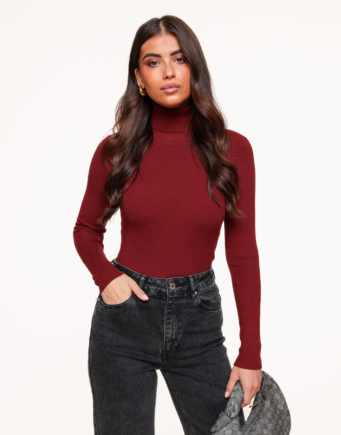 Bordeaux Basic Turtle Neck LS - Top