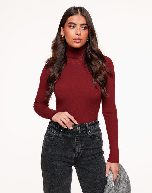 Bordeaux Basic Col LS - Top