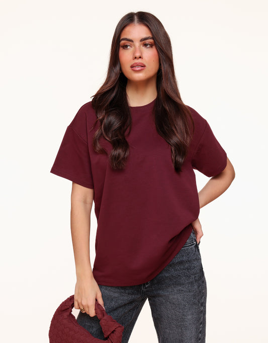 Bordeaux Oversized Basic SS - T-shirt