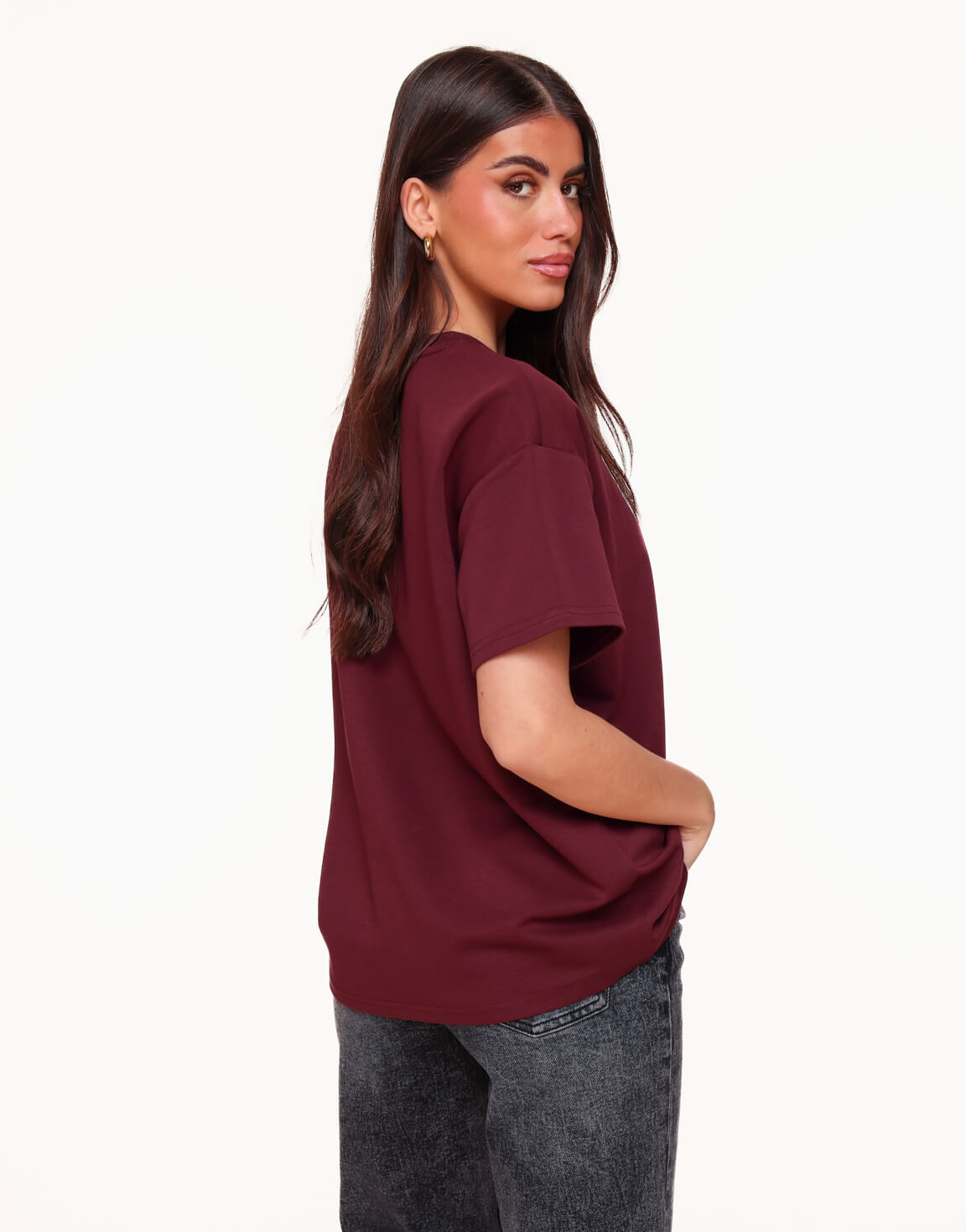 Bordeaux Oversized Basic SS - T-shirt