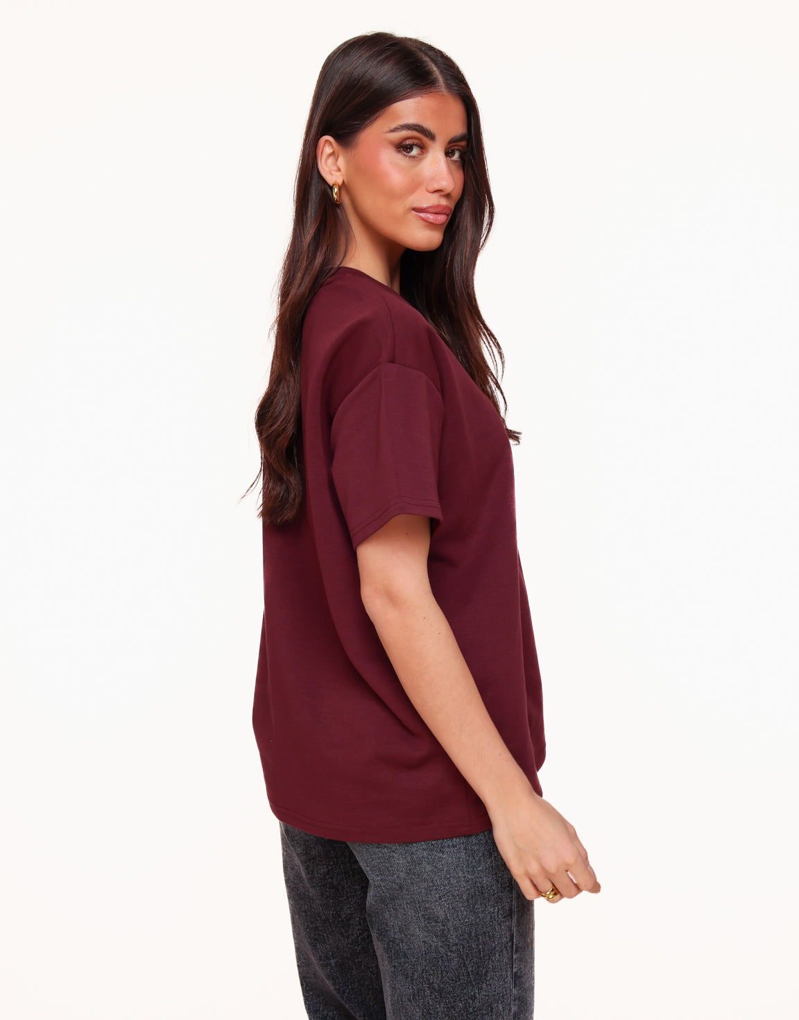 Bordeaux Oversized Basic SS - T-shirt