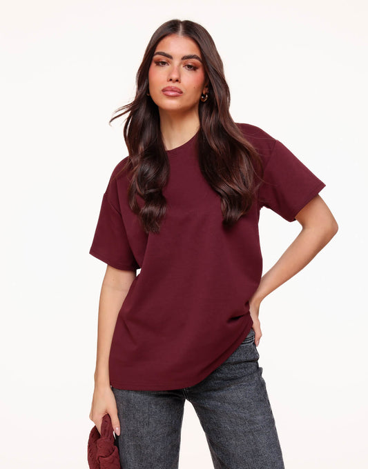 Bordeaux Oversized Basic SS - T-shirt