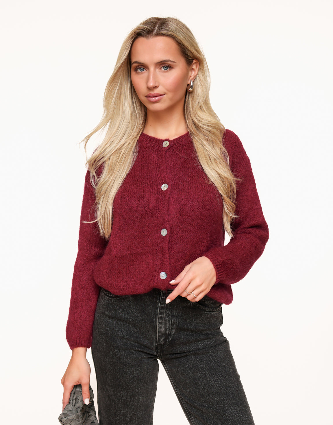 Burgundy Red Knitted - Cardigan