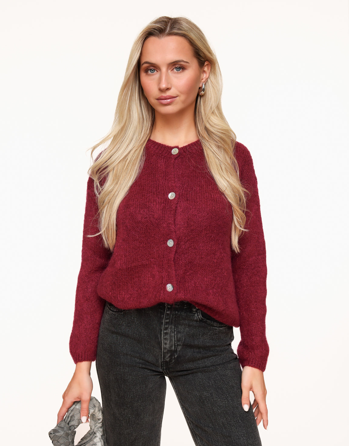 Burgundy Red Knitted - Cardigan