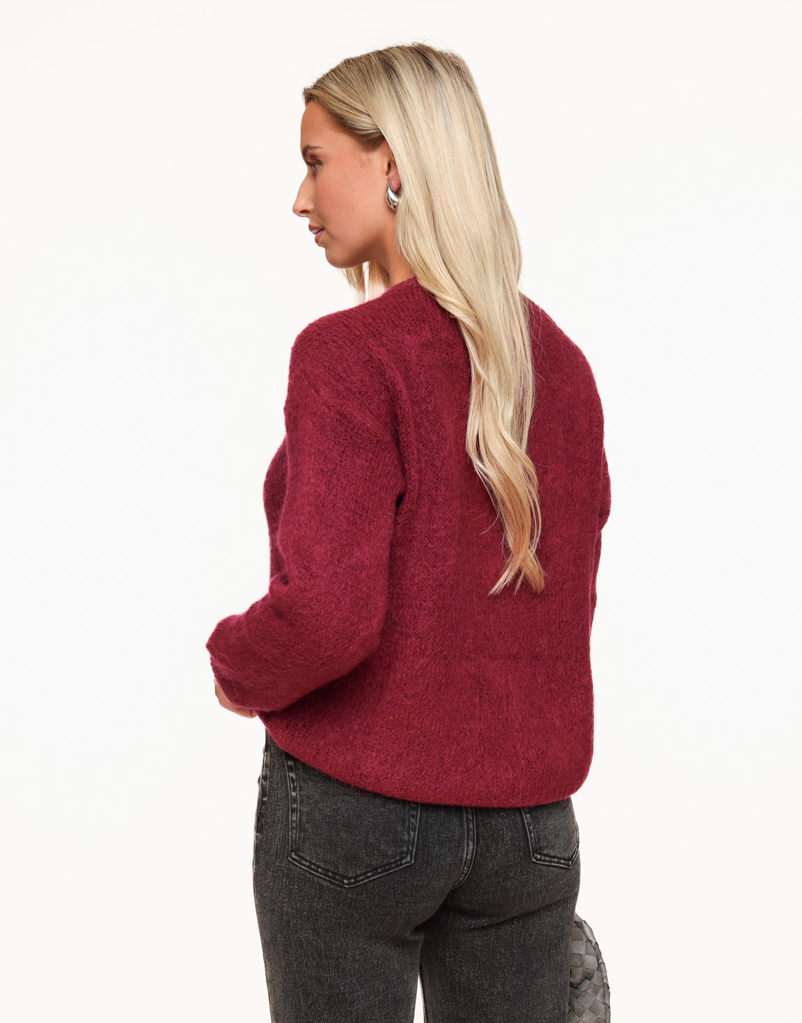 Burgundy Red Knitted - Cardigan