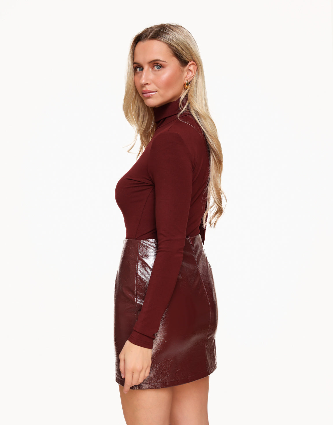 Bordeaux PU Leren - Rok