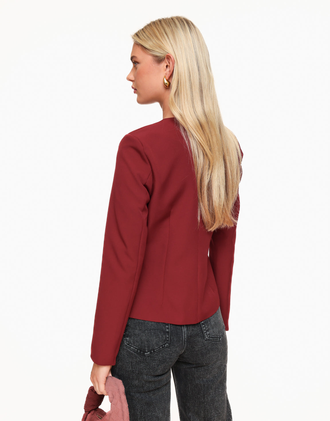 Burgundy Hoge Knopen LS - Top