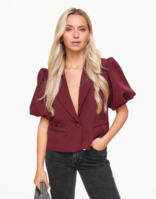 Bordeaux Cropped Pofmouwen - Blazer