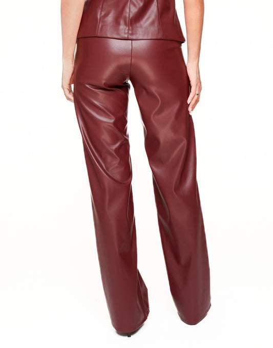 Bordeaux PU Leren Wijde - Broek