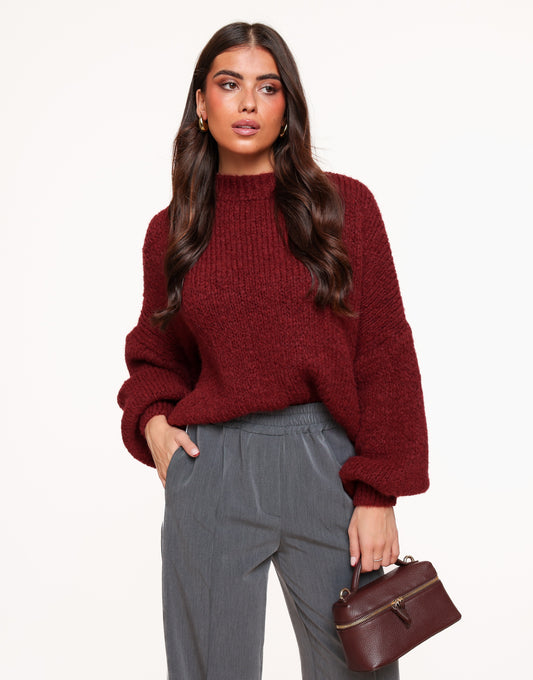 Bordeaux Wool Knitted - Sweater