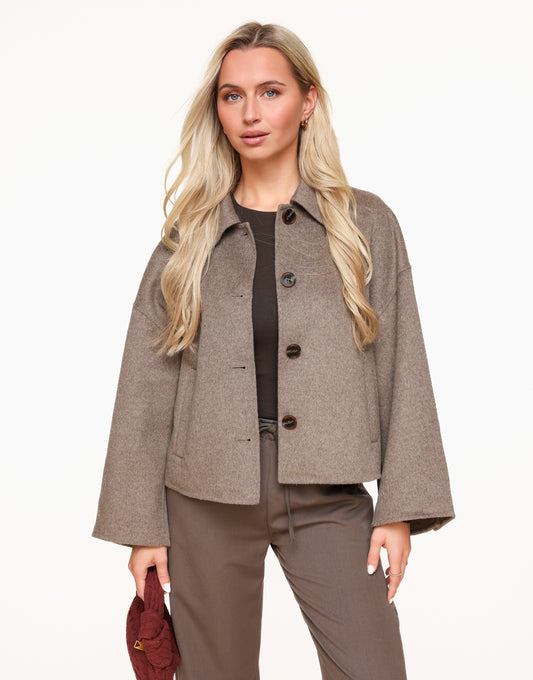 Taupe Korte Basic - Jas