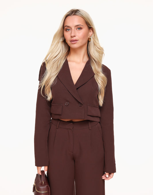 Brown Cropped LS - Blazer