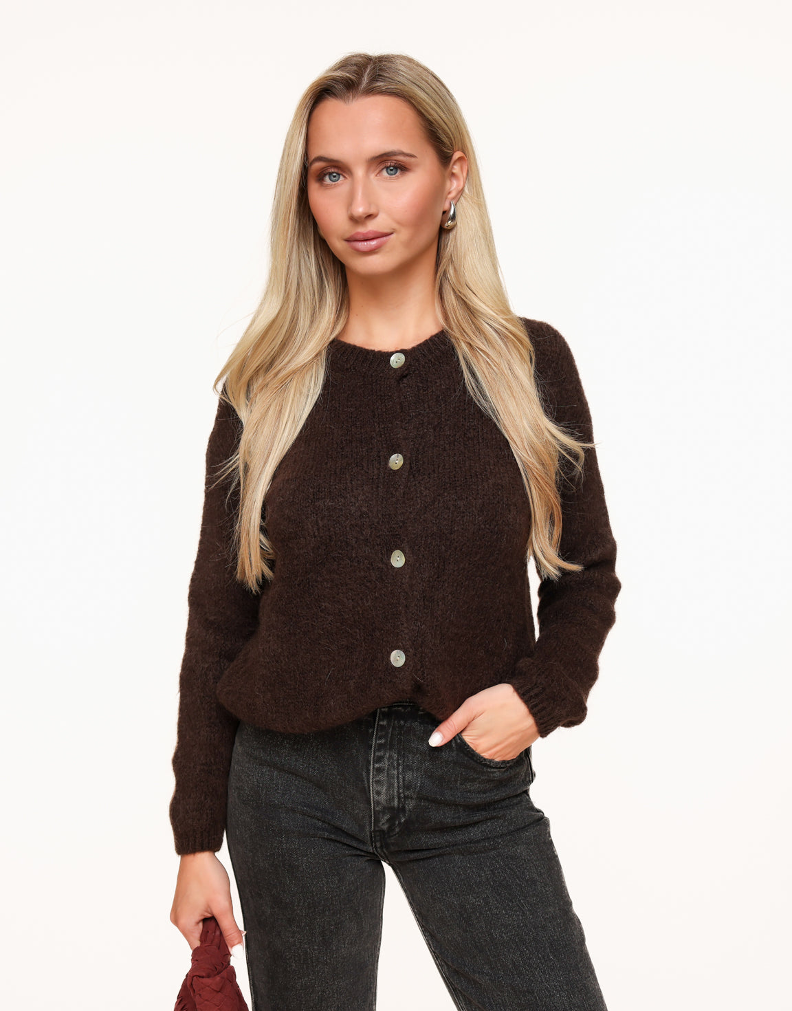 Dark Brown Knitted - Cardigan