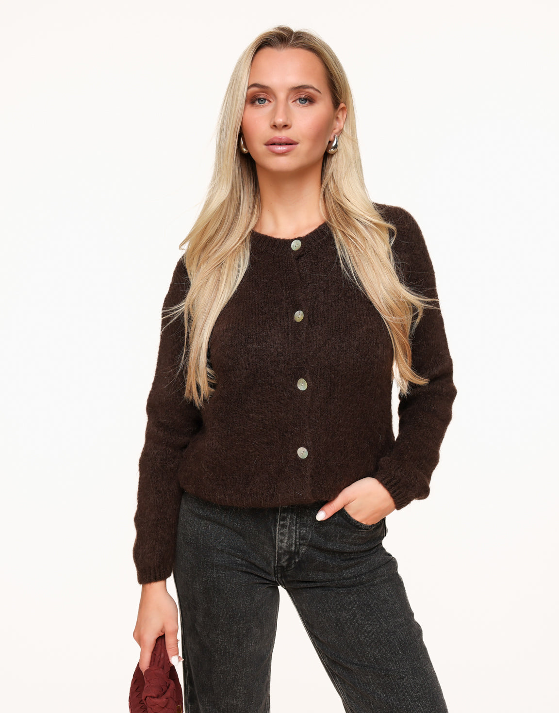 Dark Brown Knitted - Cardigan