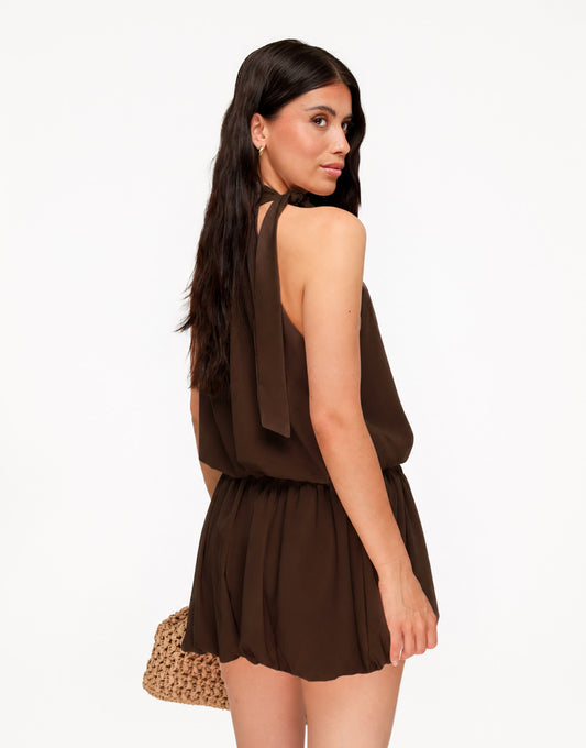 Bruine Mouwloze Halter Flowy - Set