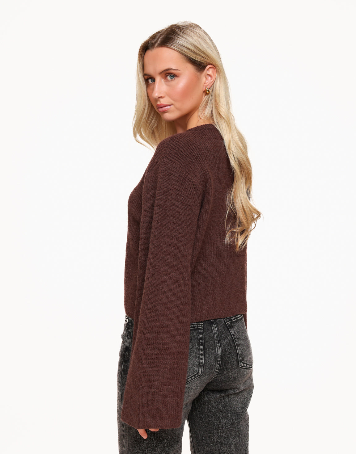 Dark Brown Buttons LS - Cardigan