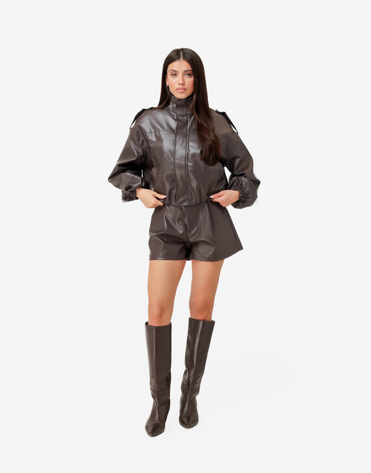 KLEDING-BRUINE-PU-LEREN-JAS-SHORT-01