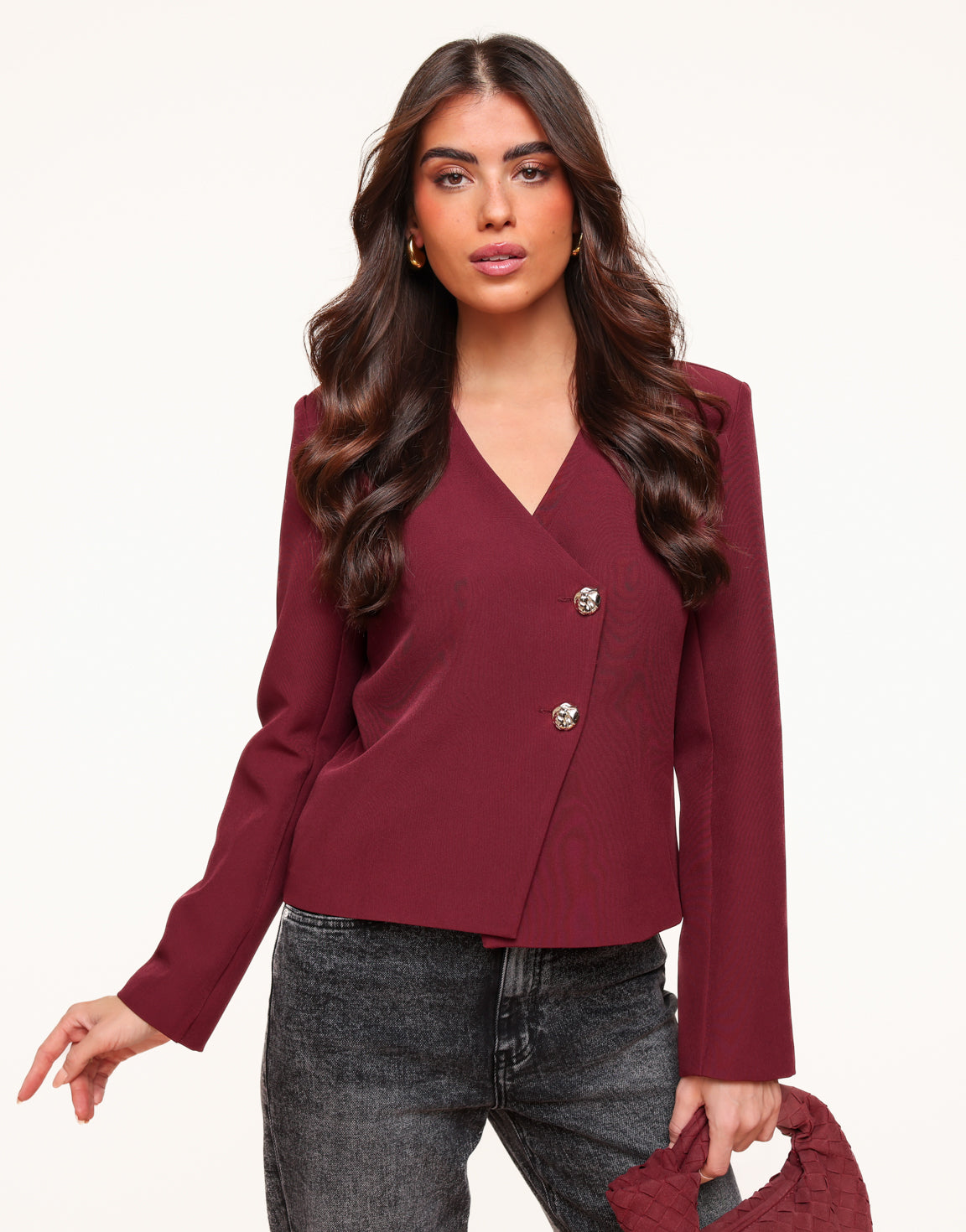 Bordeaux F/W Edit Blazer V-hals Gouden Knopen - Top