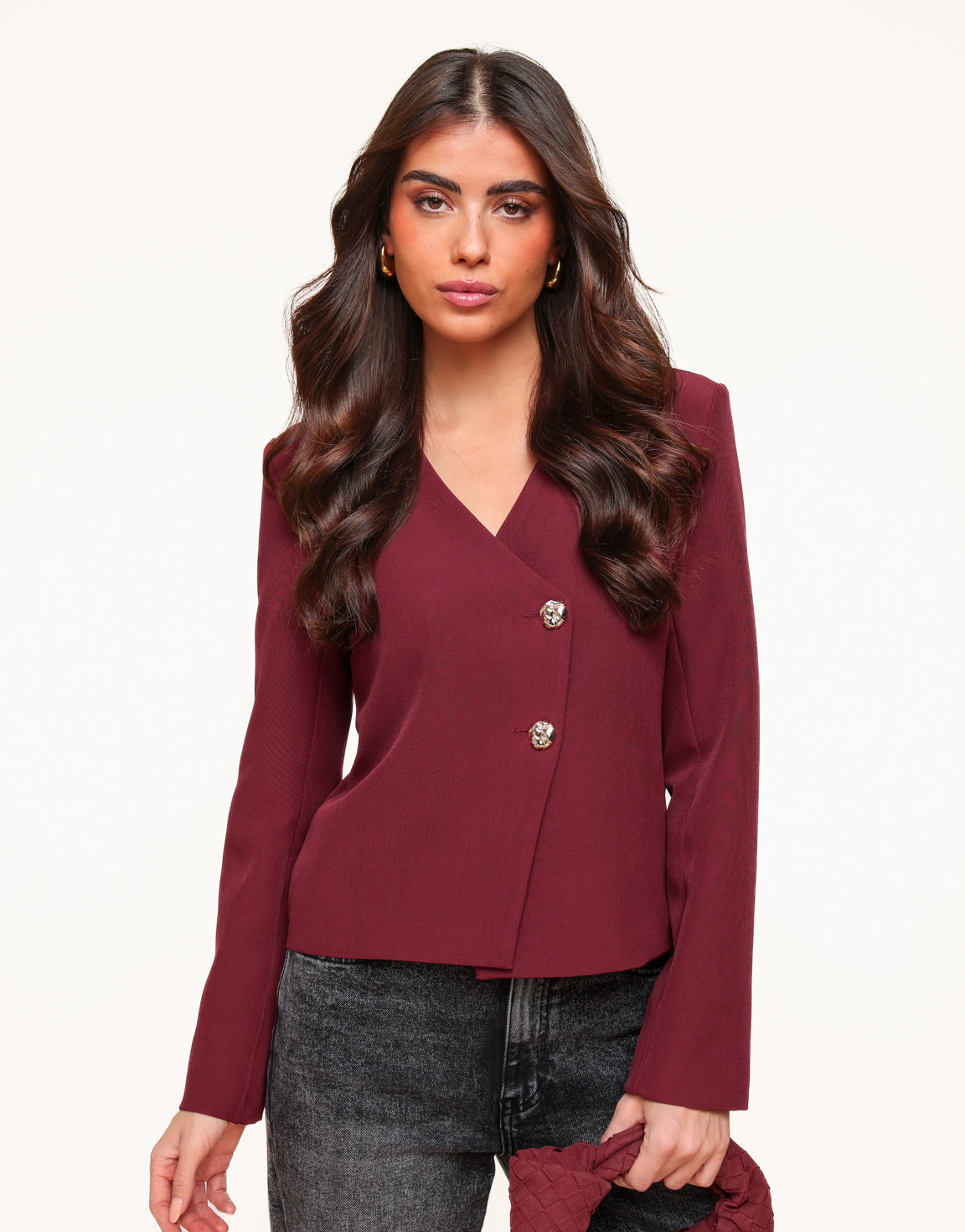 Bordeaux F/W Edit Blazer V-hals Gouden Knopen - Top